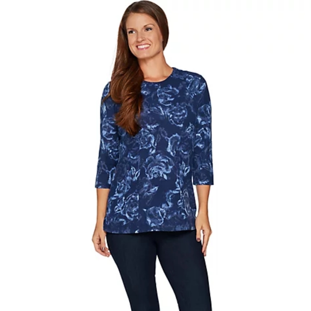 Denim and Company Heavenly jersey top blue print
